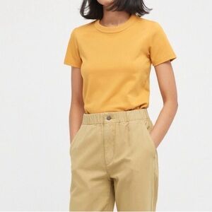 Uniqlo Crew‎ Neck Yellow Cotton T-Shirt Womens Size Small
